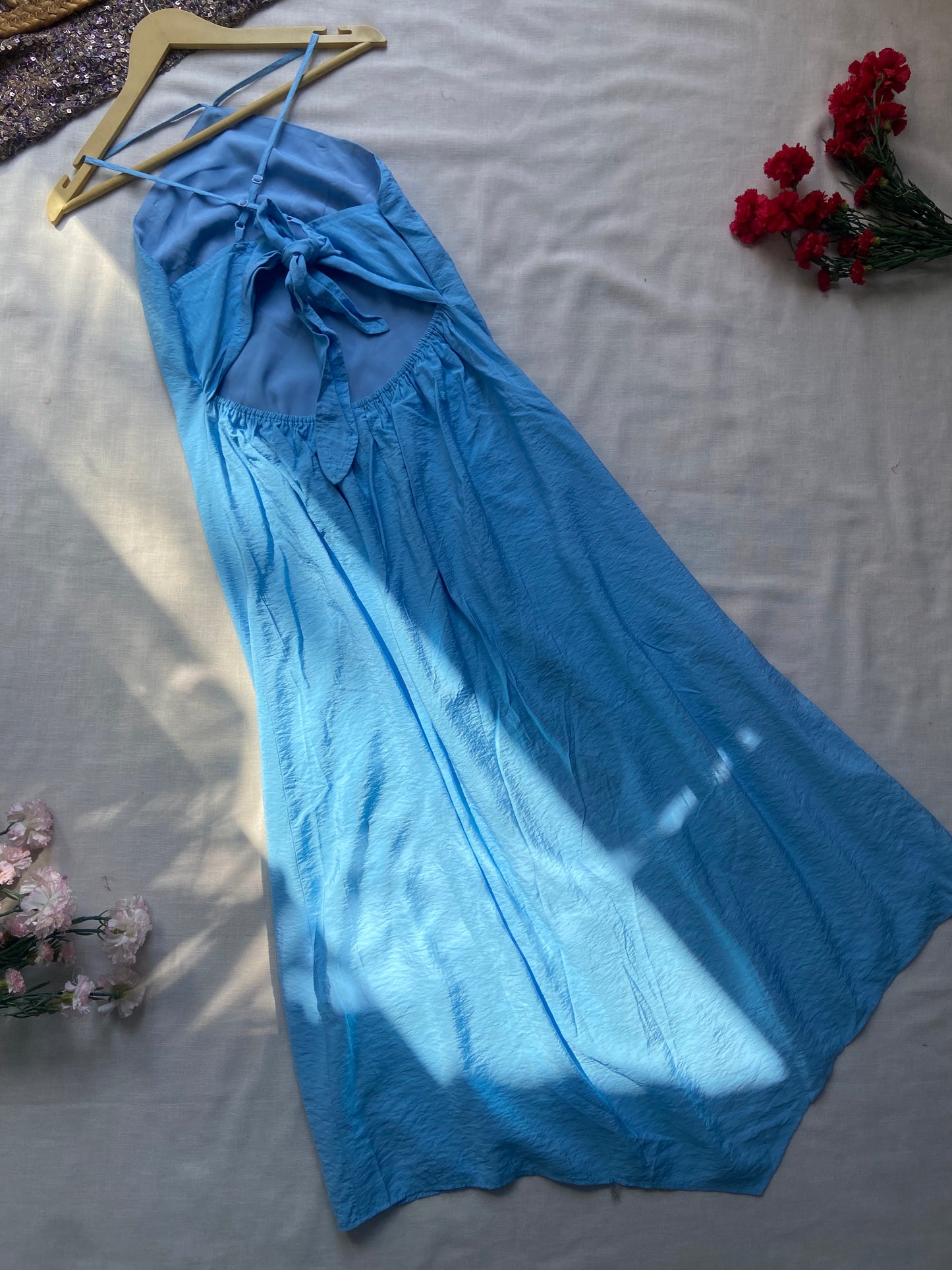 Azure Breeze Halter Maxi Dress