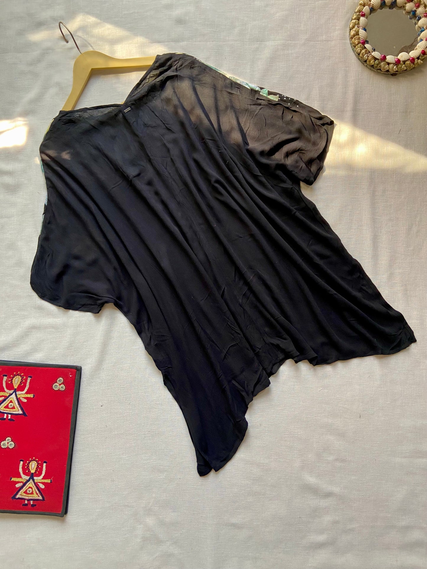 Black Floral Printed Kaftan Top for Women