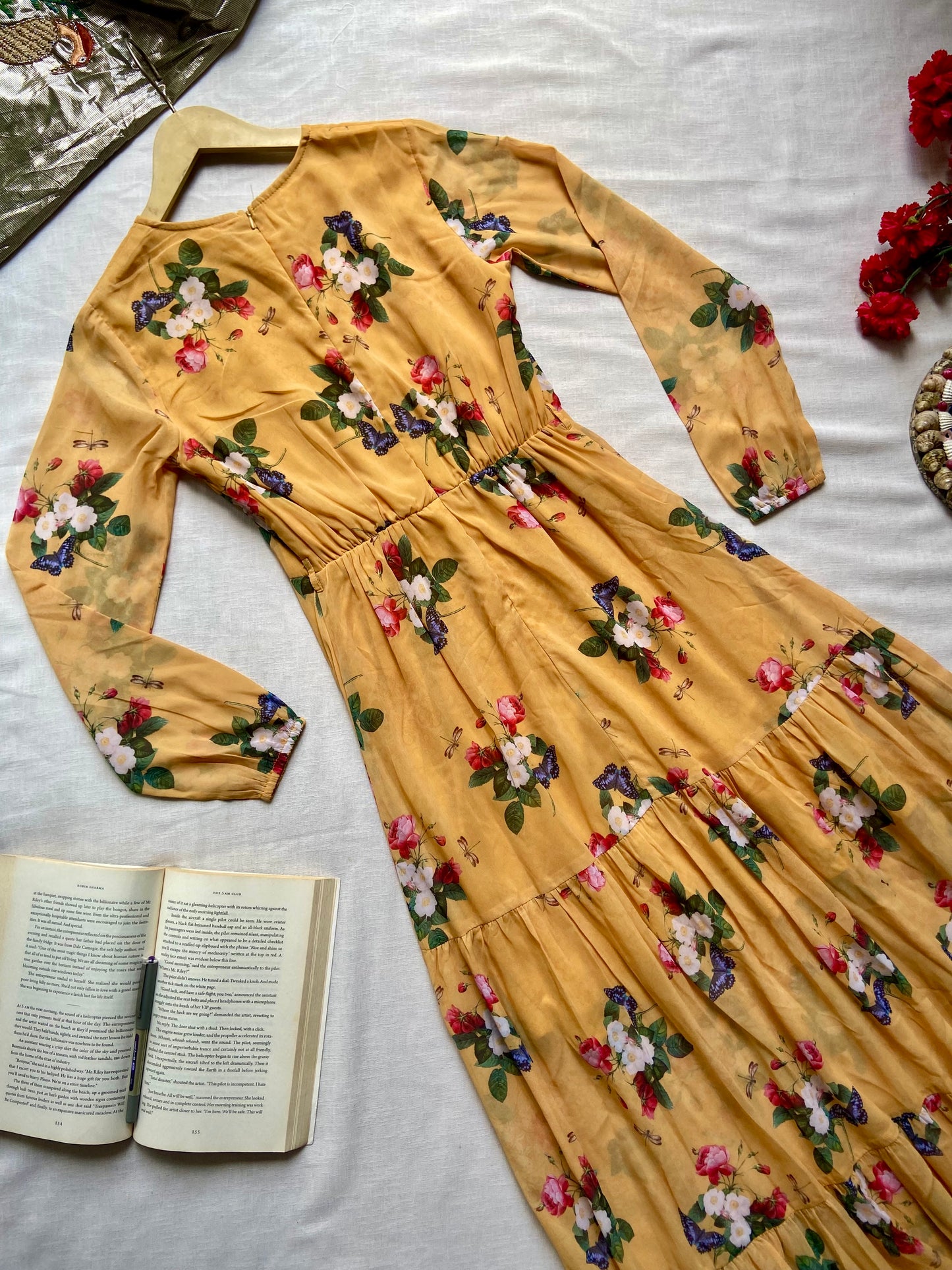 Mustard Floral Maxi Dress