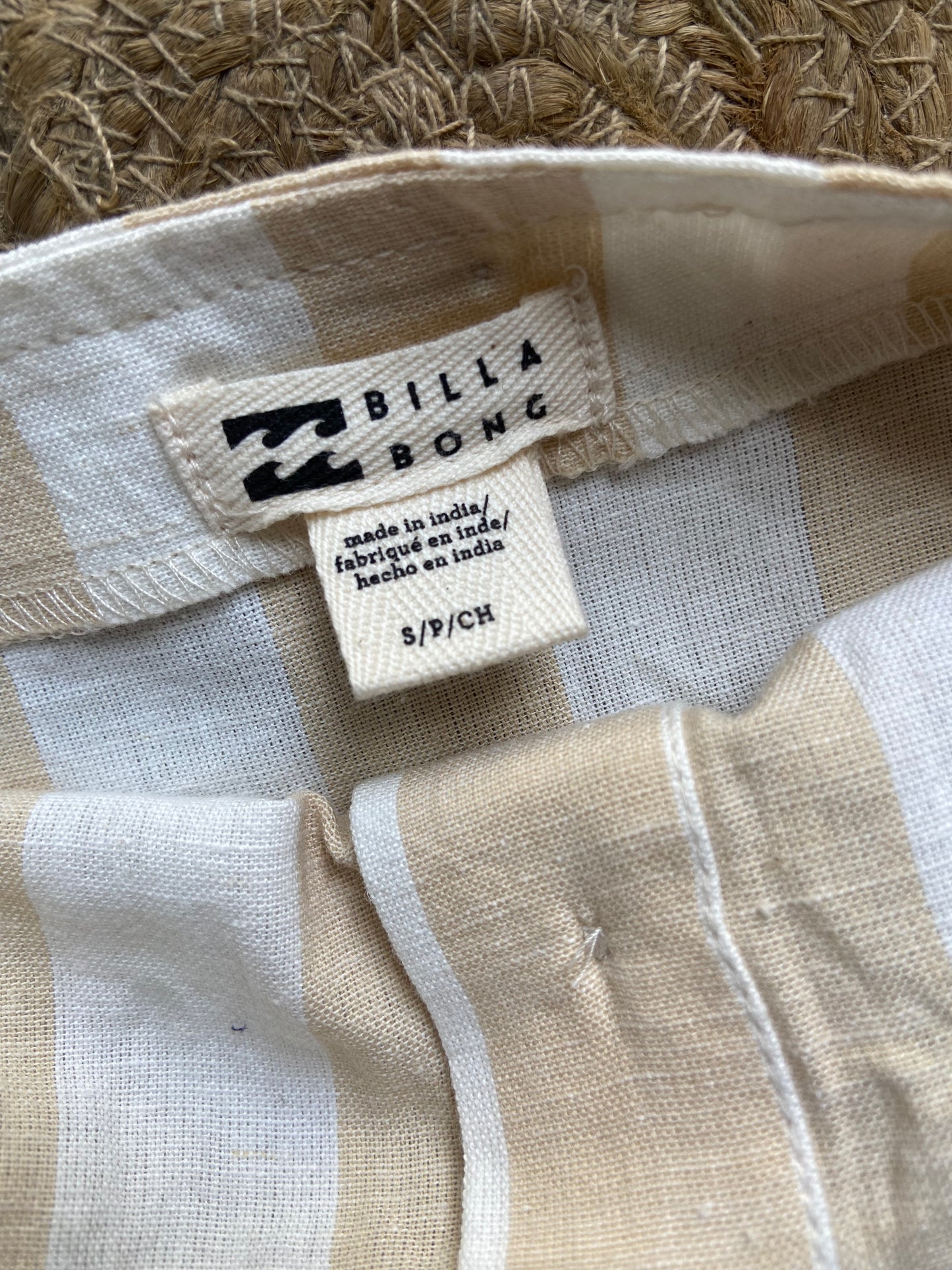 Women's Beige & White Striped Cotton Crop Top – Sleeveless Button-Down Style