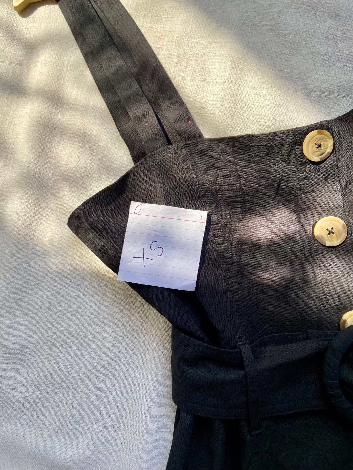 Black Sleeveless Button-Down Mini Dress with Belt