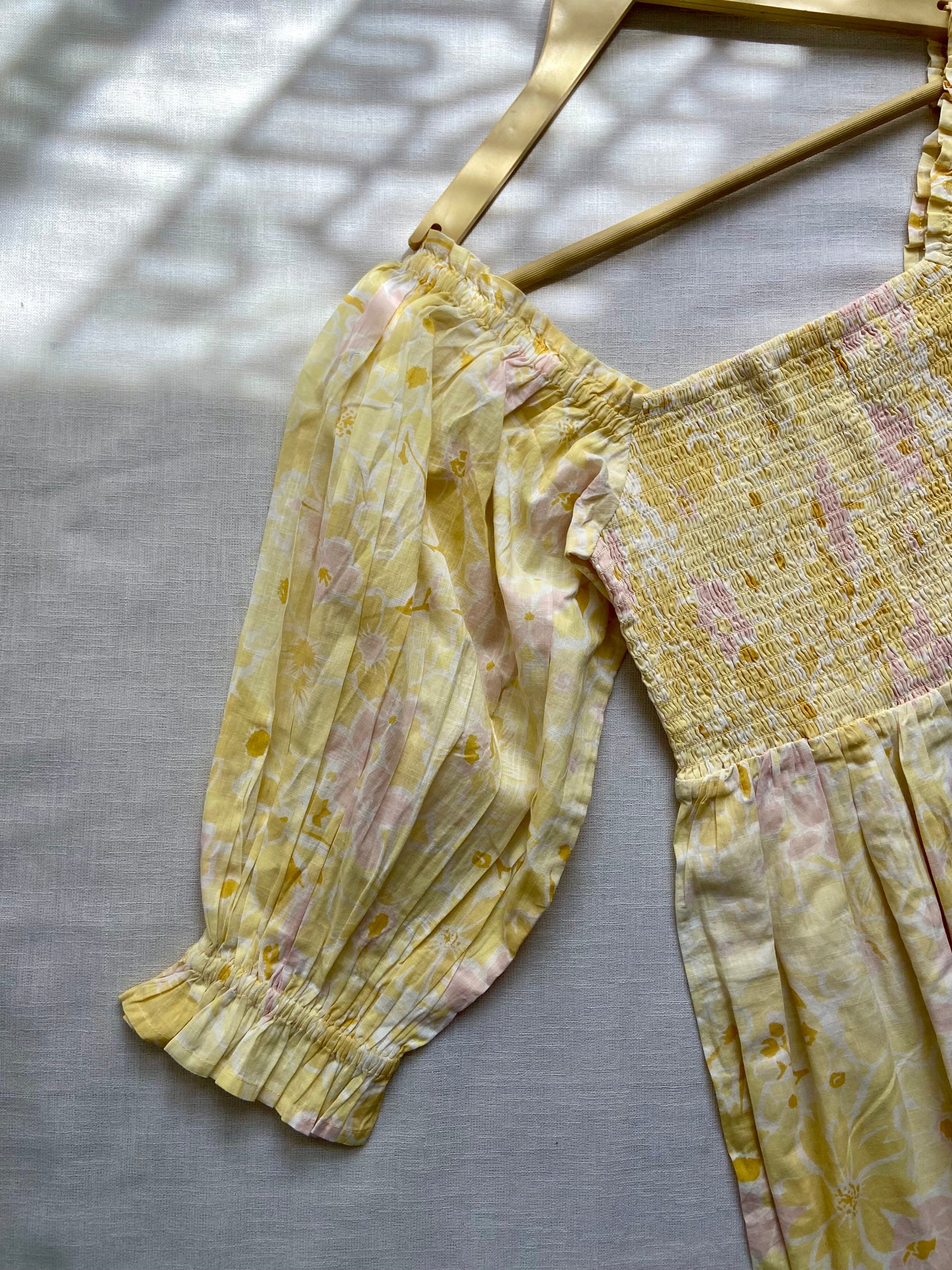 Yellow And Peach Floral Mini Dress