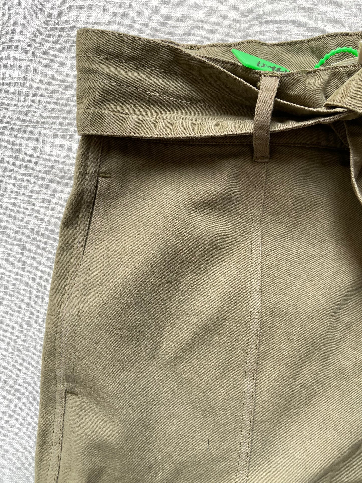 Women's High-Waisted Khaki Paperbag Shorts with Belt