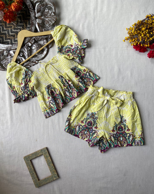 Yellow boho floral coord set