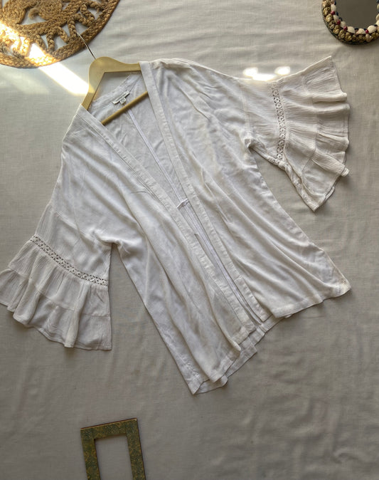 White Lace Detailed Bikini Cover Up