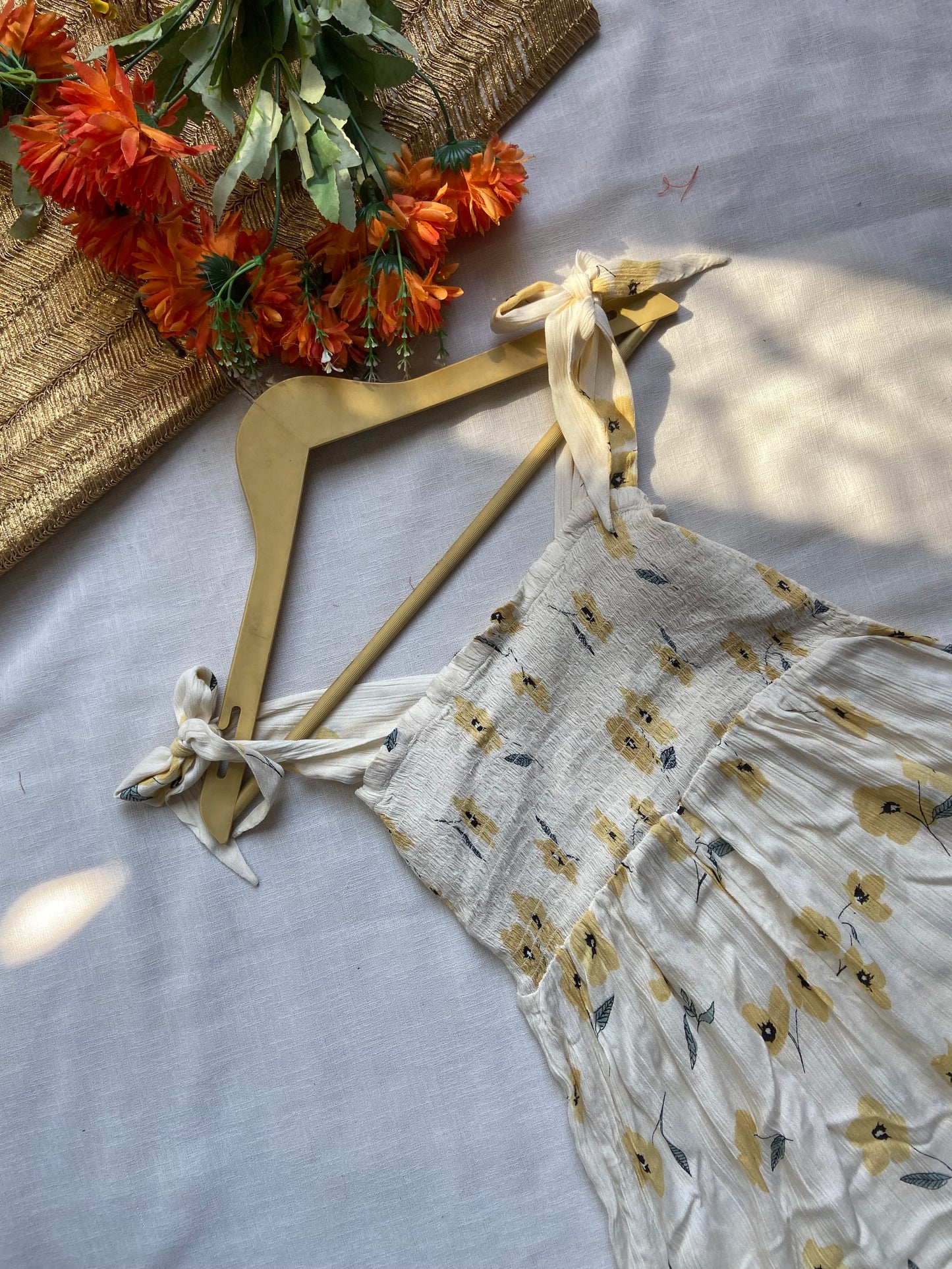 Floral Smocked Dress with Tie-Up Straps