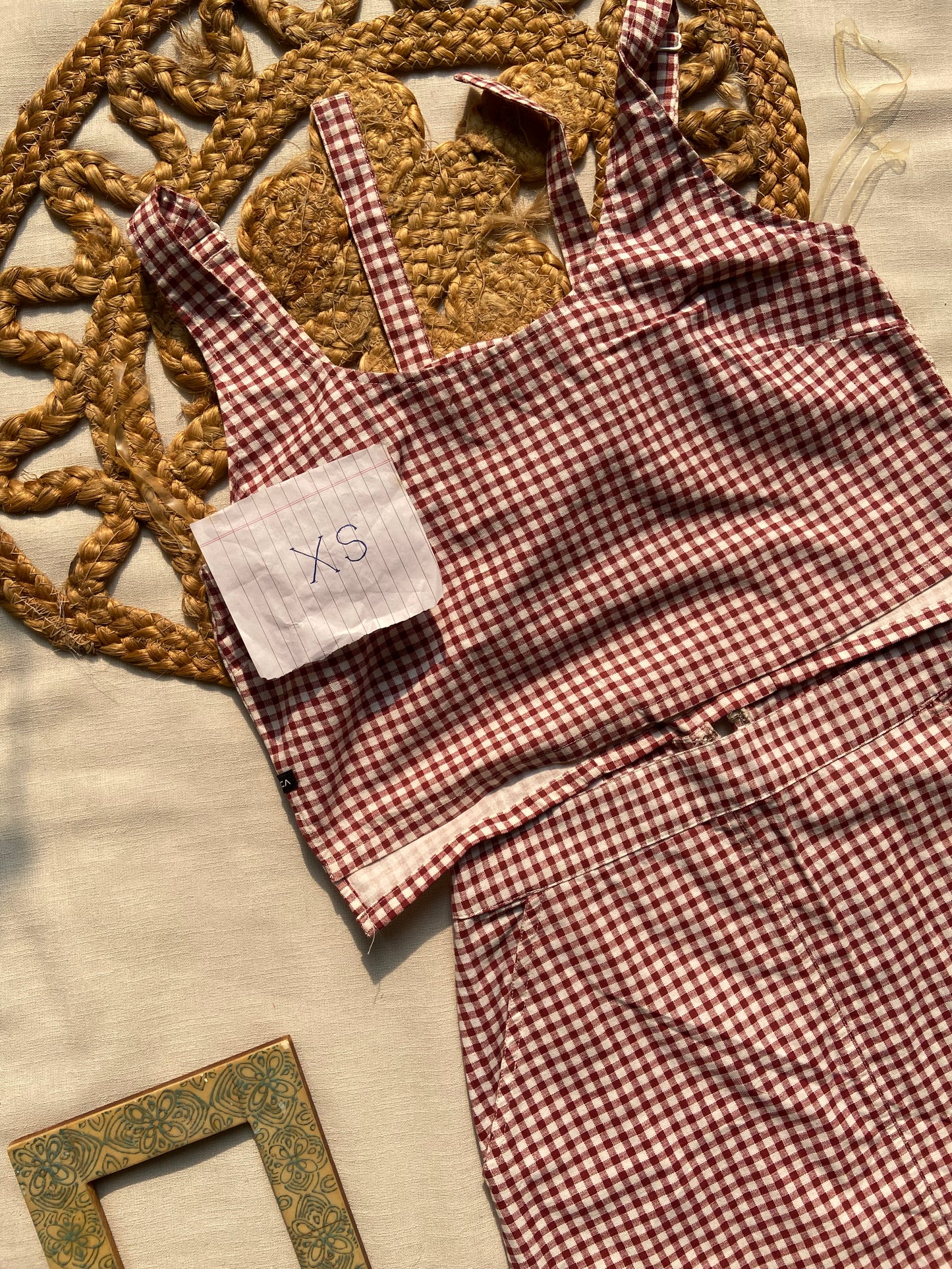 Women’s Red Checkered Crop Top & Skirt Co-ord Set