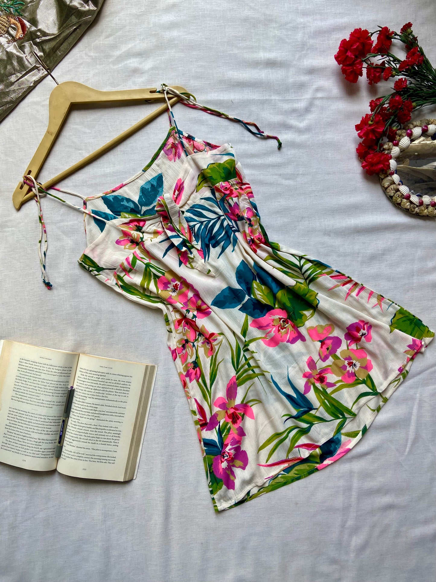 Tropical Floral Spaghetti Strap Dress