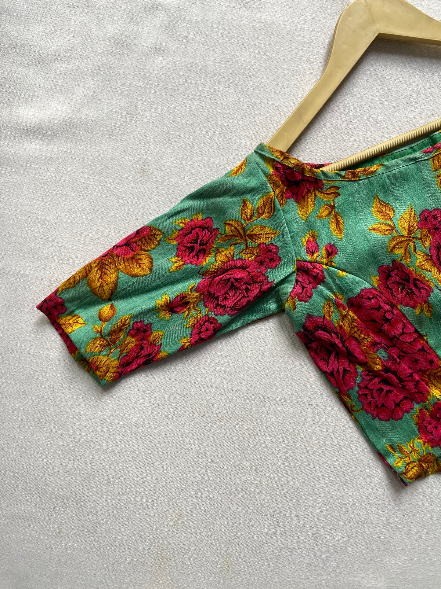 Green And Red Floral Blouse