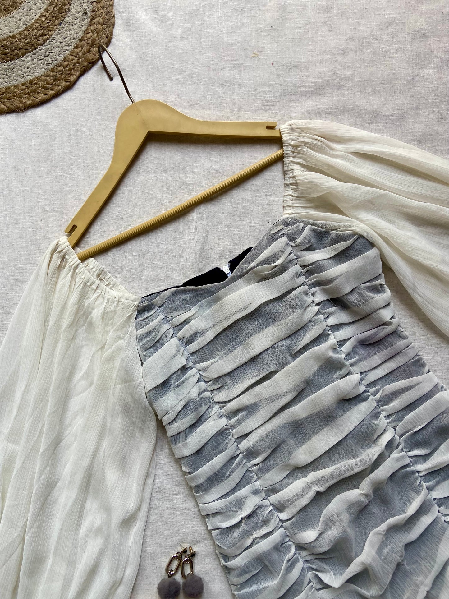 Grey Bodycon Ruched Mini Dress