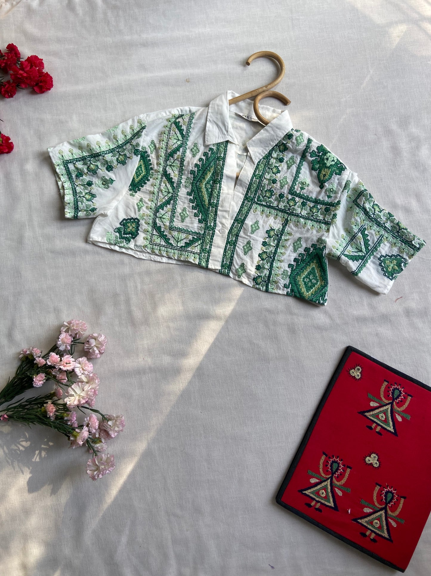 Emerald Mosaic Cropped Shirt