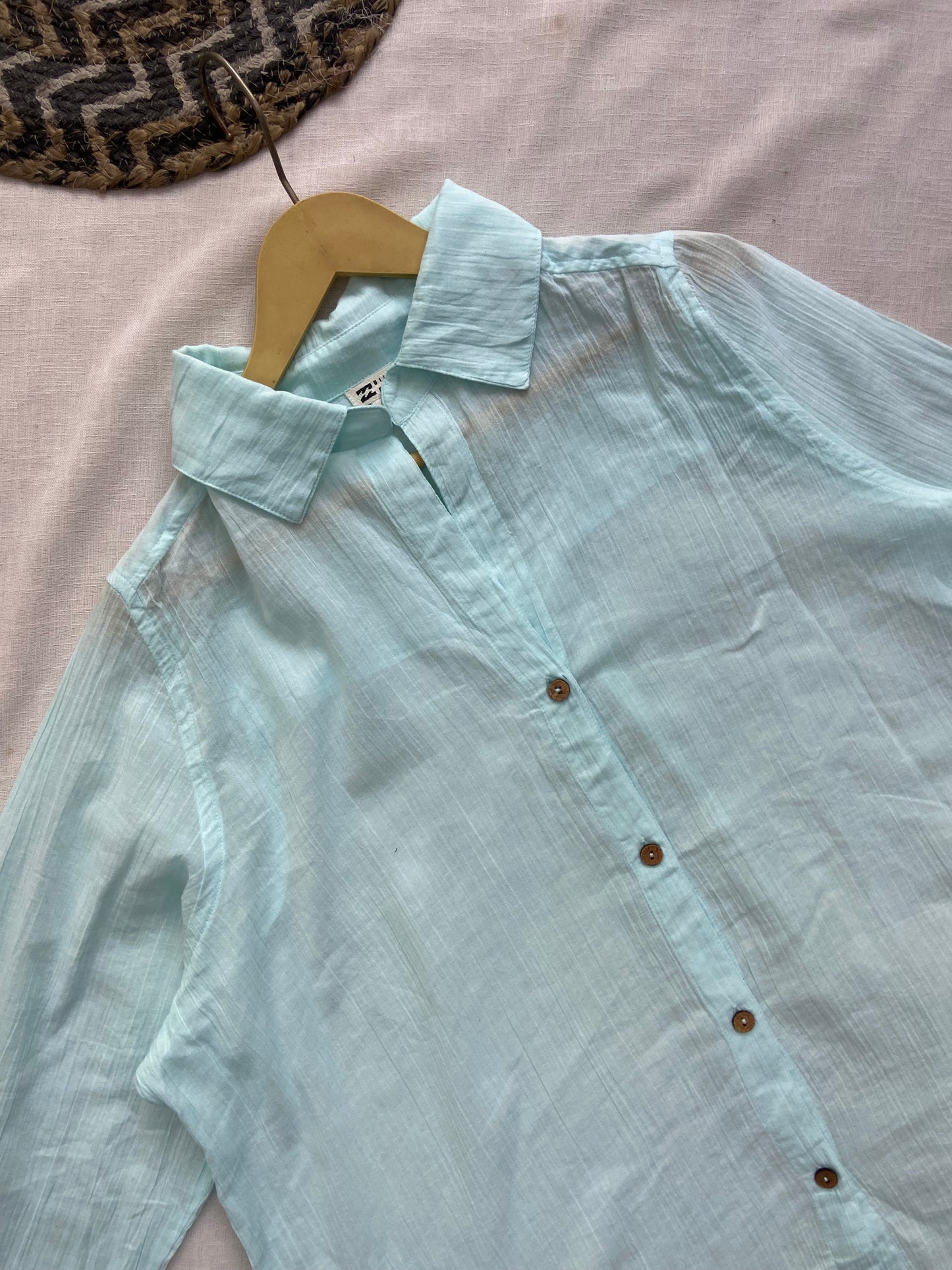 Light Blue Cotton Casual Shirt for Women
