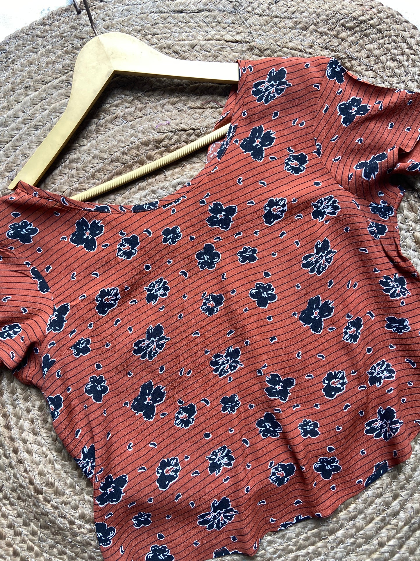 Rust Floral Printed Crop Top