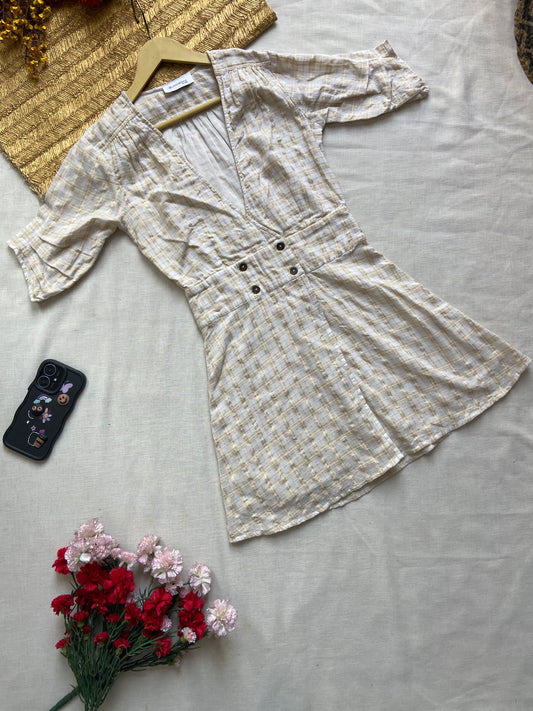 Casual Plaid Button-Detail Mini Dress