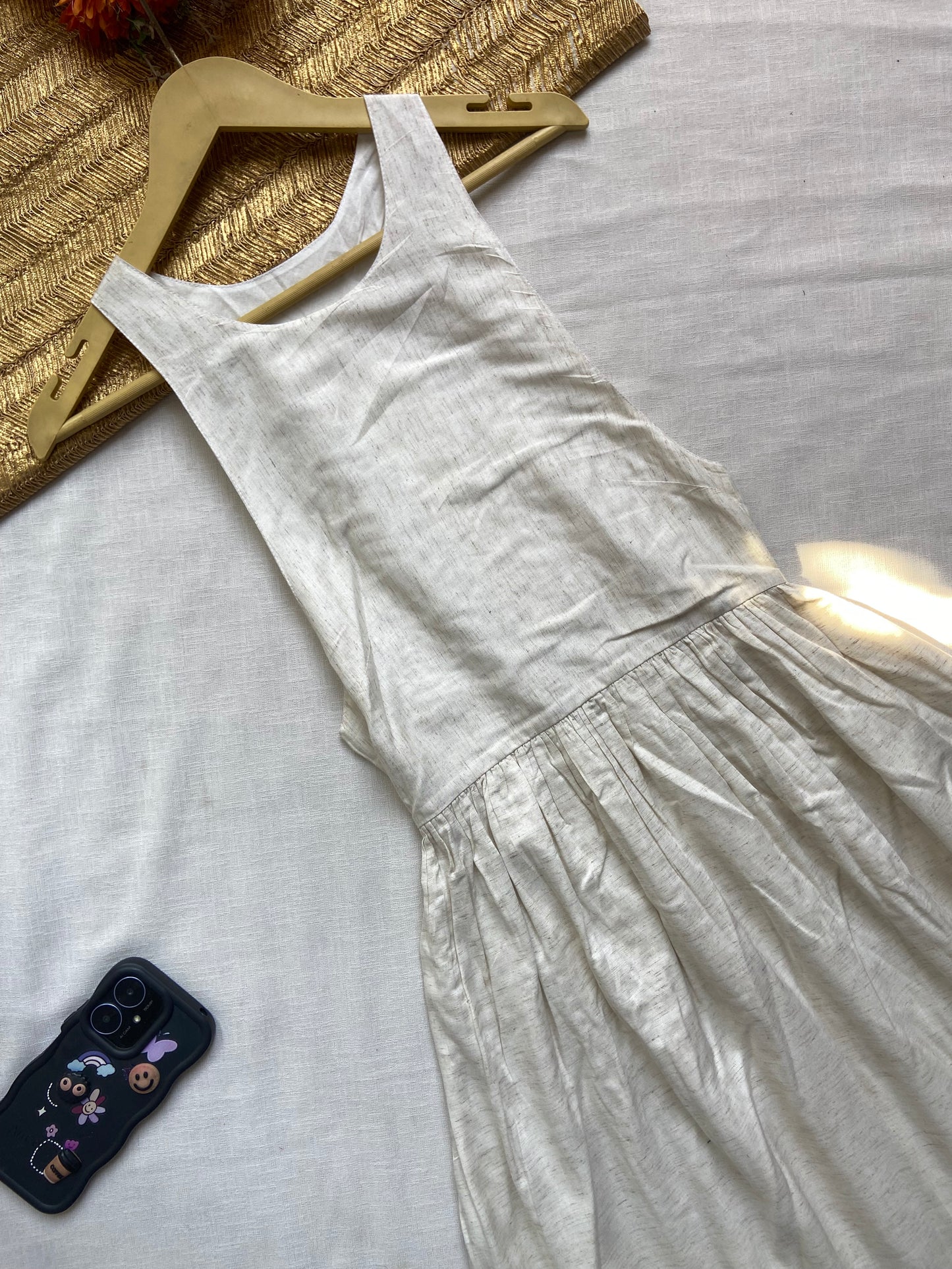 Sleeveless Off-White Flowy Midi Dress