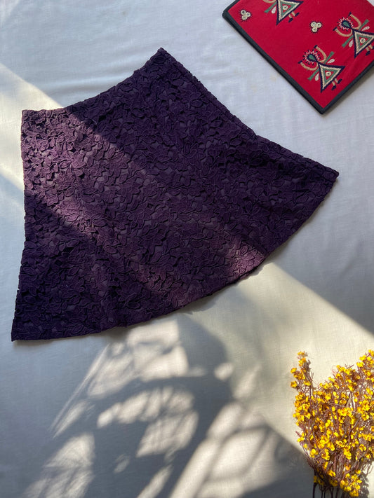 Purple Floral Lace Mini Skirt