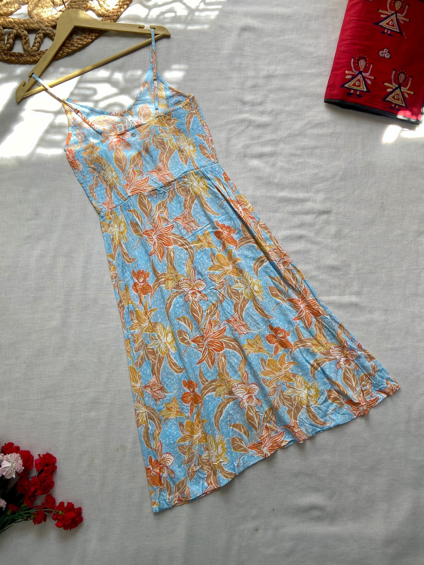 Blue Floral Midi Dress