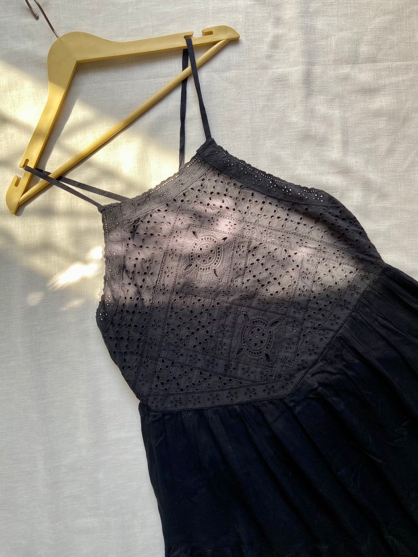 Black Eyelet Embroidered Spaghetti Strap Dress