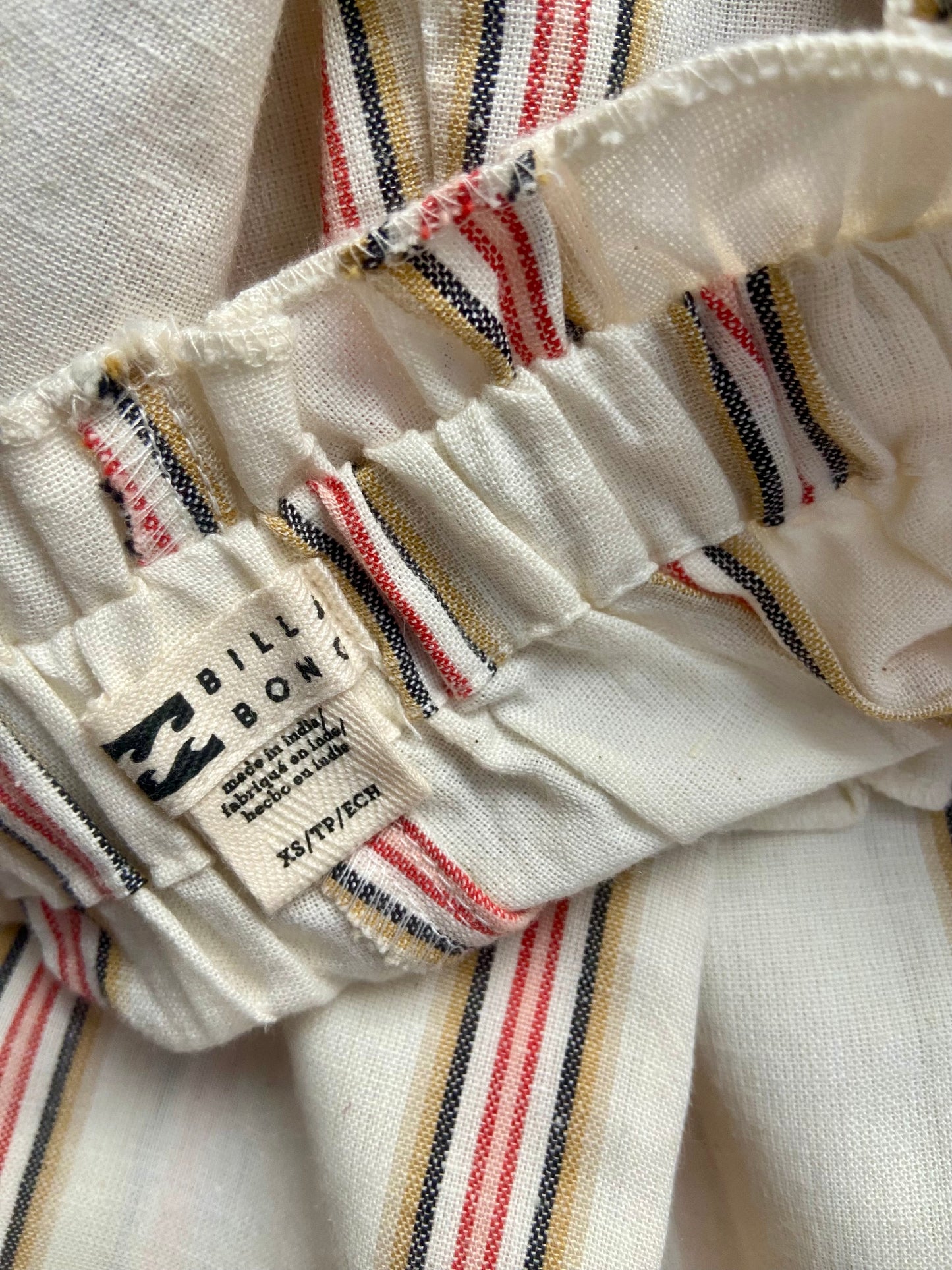 Women’s White Striped Wide Leg Pants with Elastic Waist