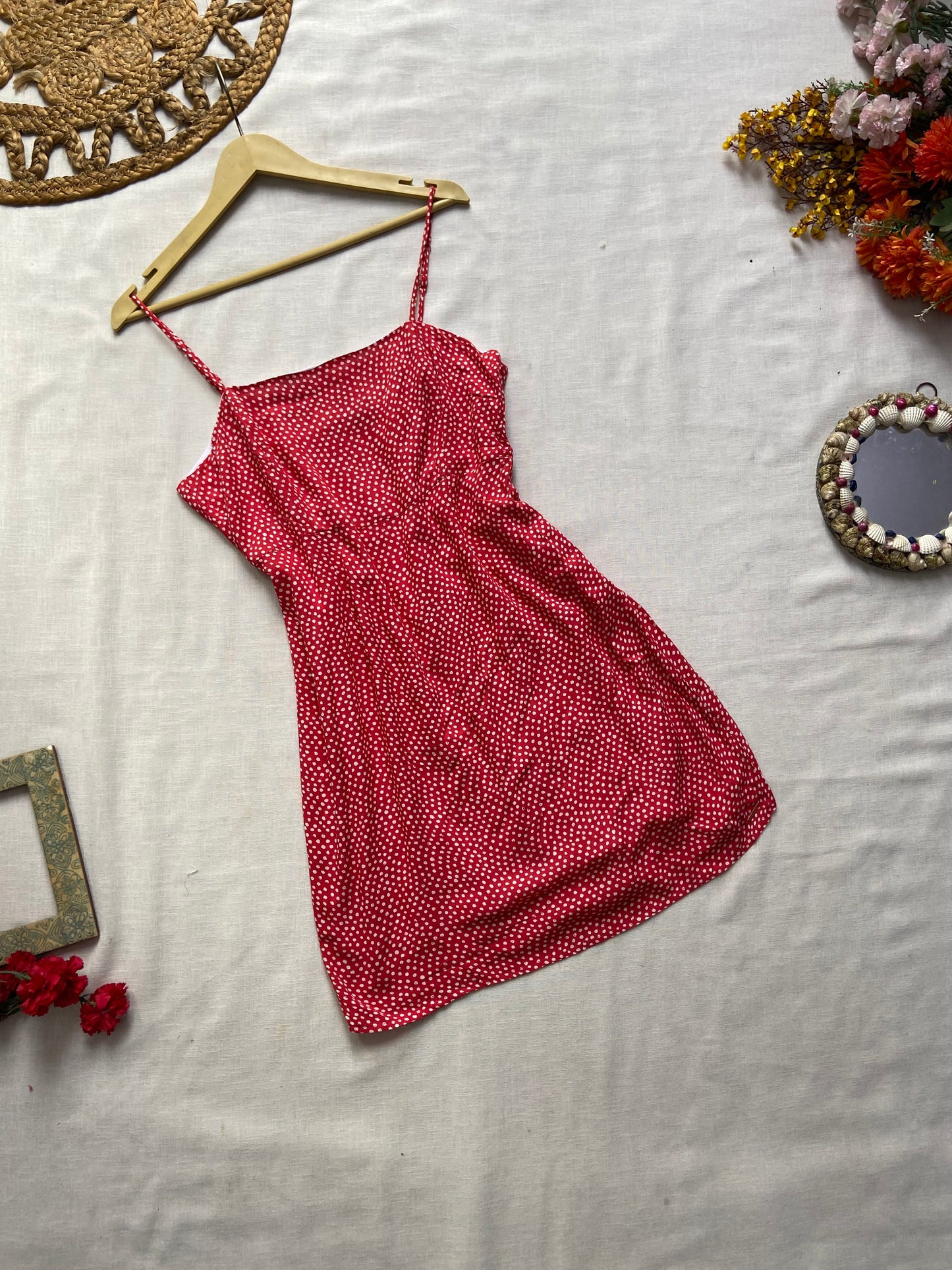 Red Printed Mini Dress