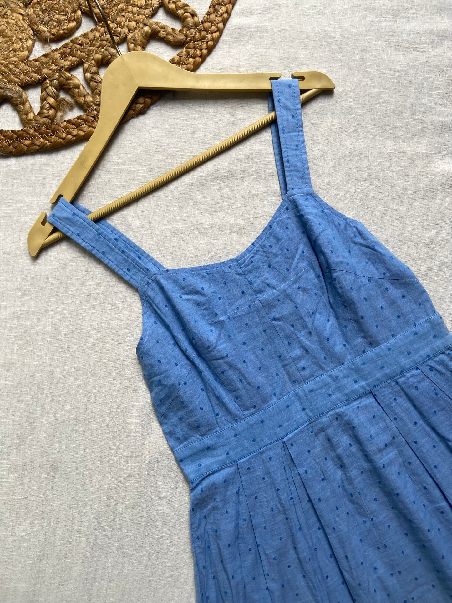 Blue Strap Cotton Mini Dress