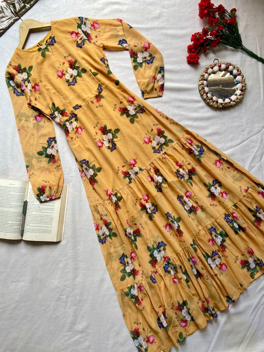 Mustard Floral Maxi Dress