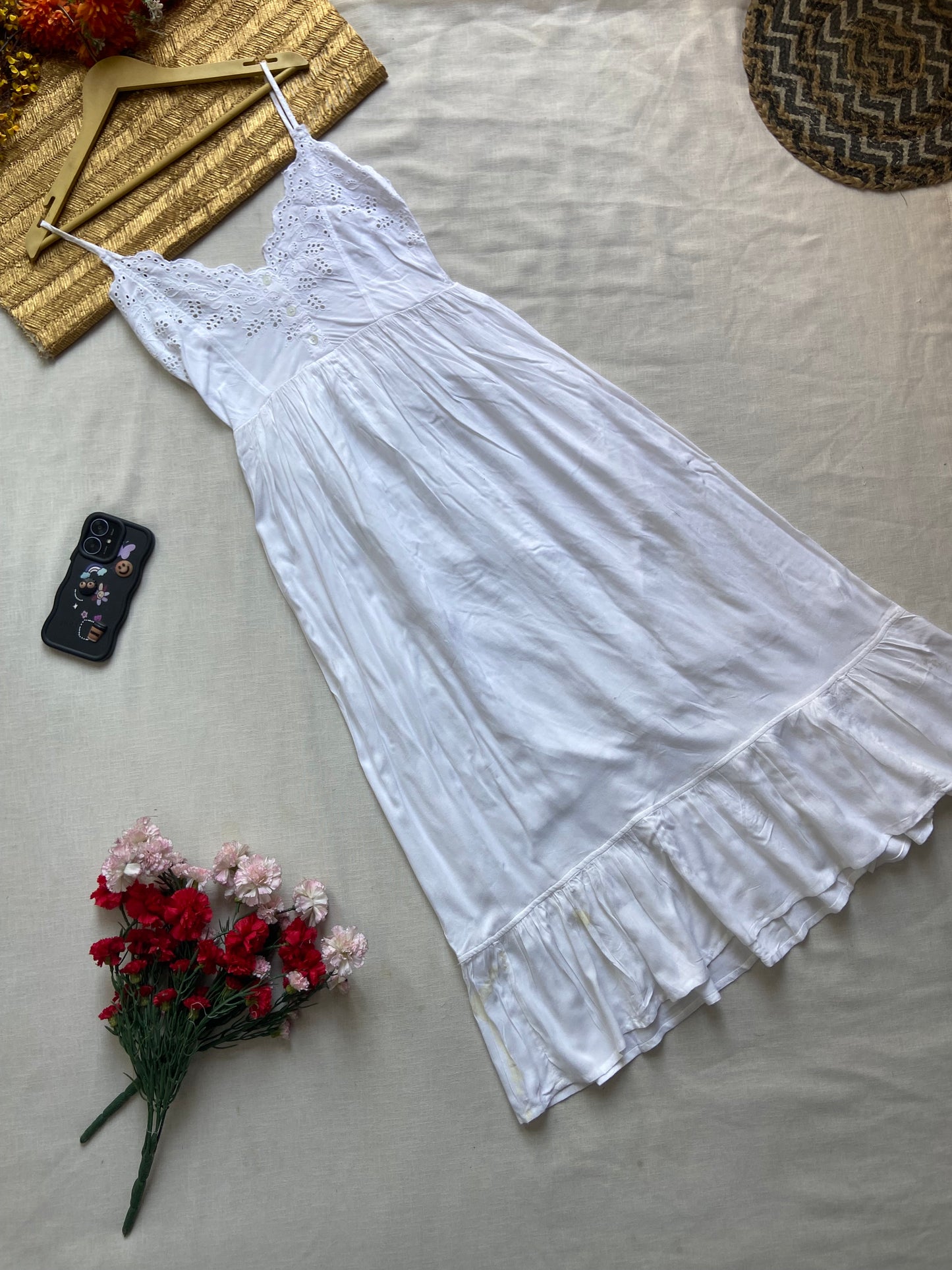 Elegant White Lace Midi Dress