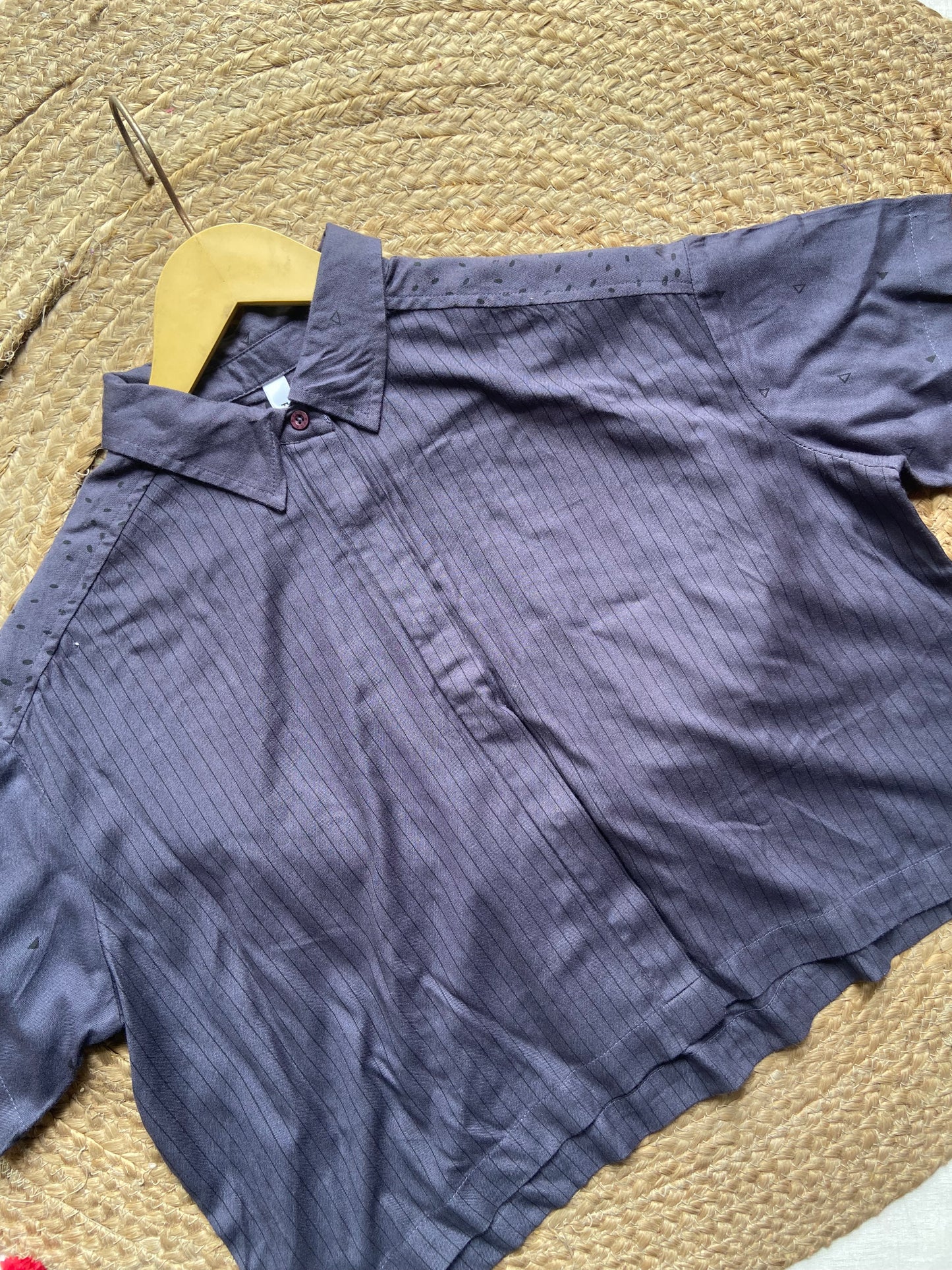 Women's Solid Dark Purple Oversized Collared Shirt