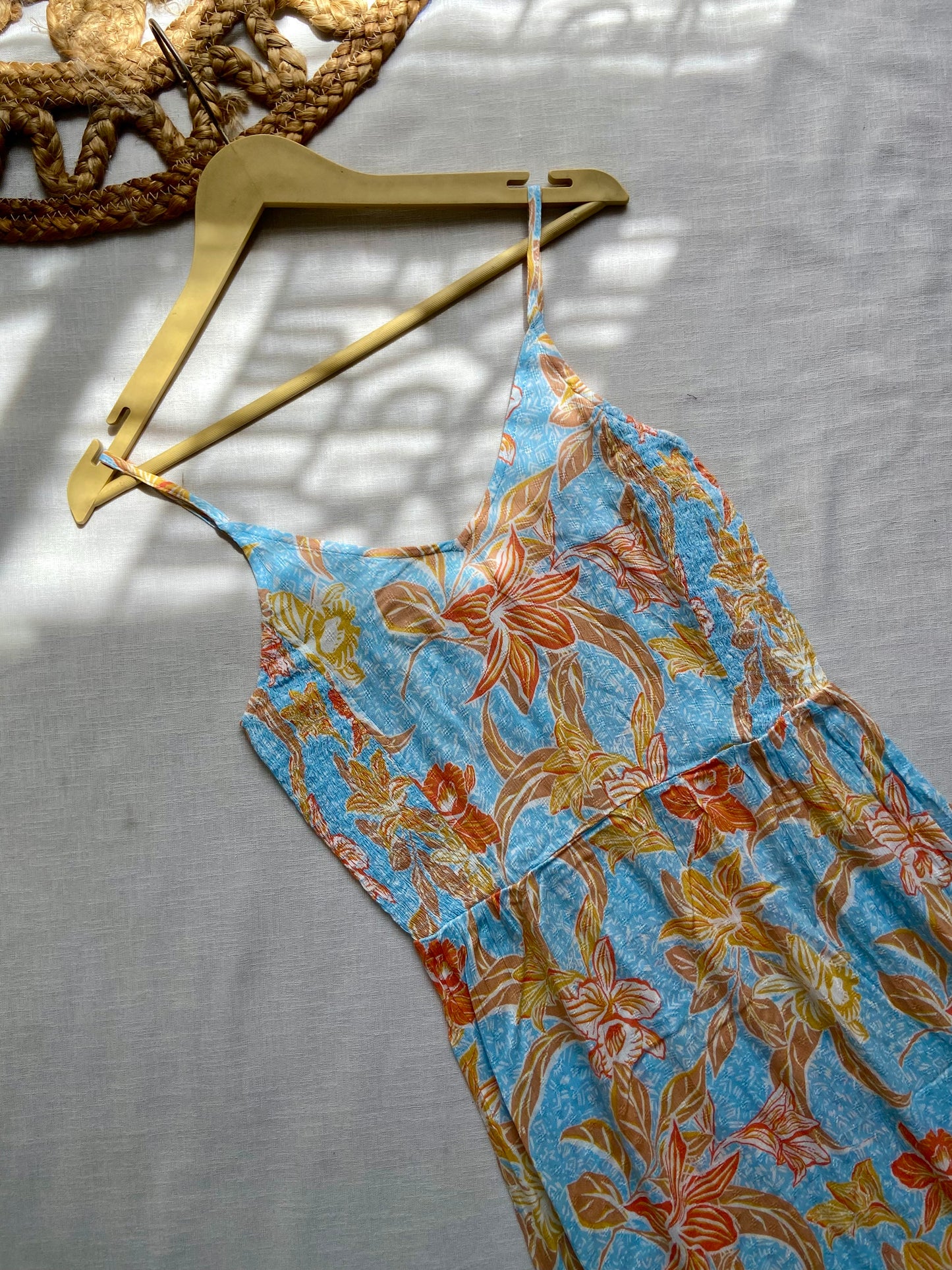 Blue Floral Midi Dress